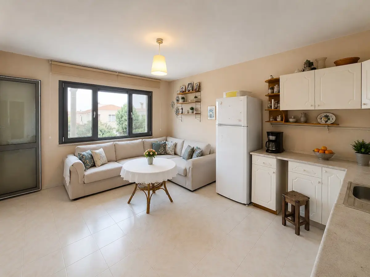 KUMBAĞ'IN ANACADDESI ÜZERINDE, DENİZE 1 DAKİKA, CAMLARI YENİLENMİŞ, EŞYALI SATILIK DAİRE
