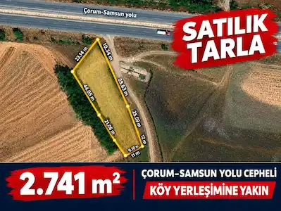 ÇORUM MERKEZ KUŞSARAY KÖYÜ’NDE ÇEVRE YOLU CEPHELİ 2.741 M² MÜSTAKİL TARLA