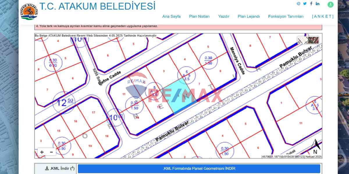 PAMUKLU'YA CEPHE SATILIK ARSA