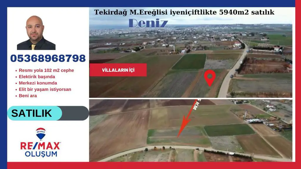MARMARA EREĞLİSİ YENİÇİFTLİK ESKİBAĞLARDA SATILIK 5940 M2 TARLA