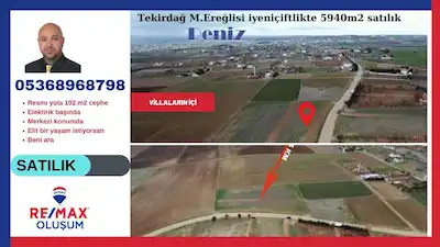 MARMARA EREĞLİSİ YENİÇİFTLİK ESKİBAĞLARDA SATILIK 5940 M2 TARLA
