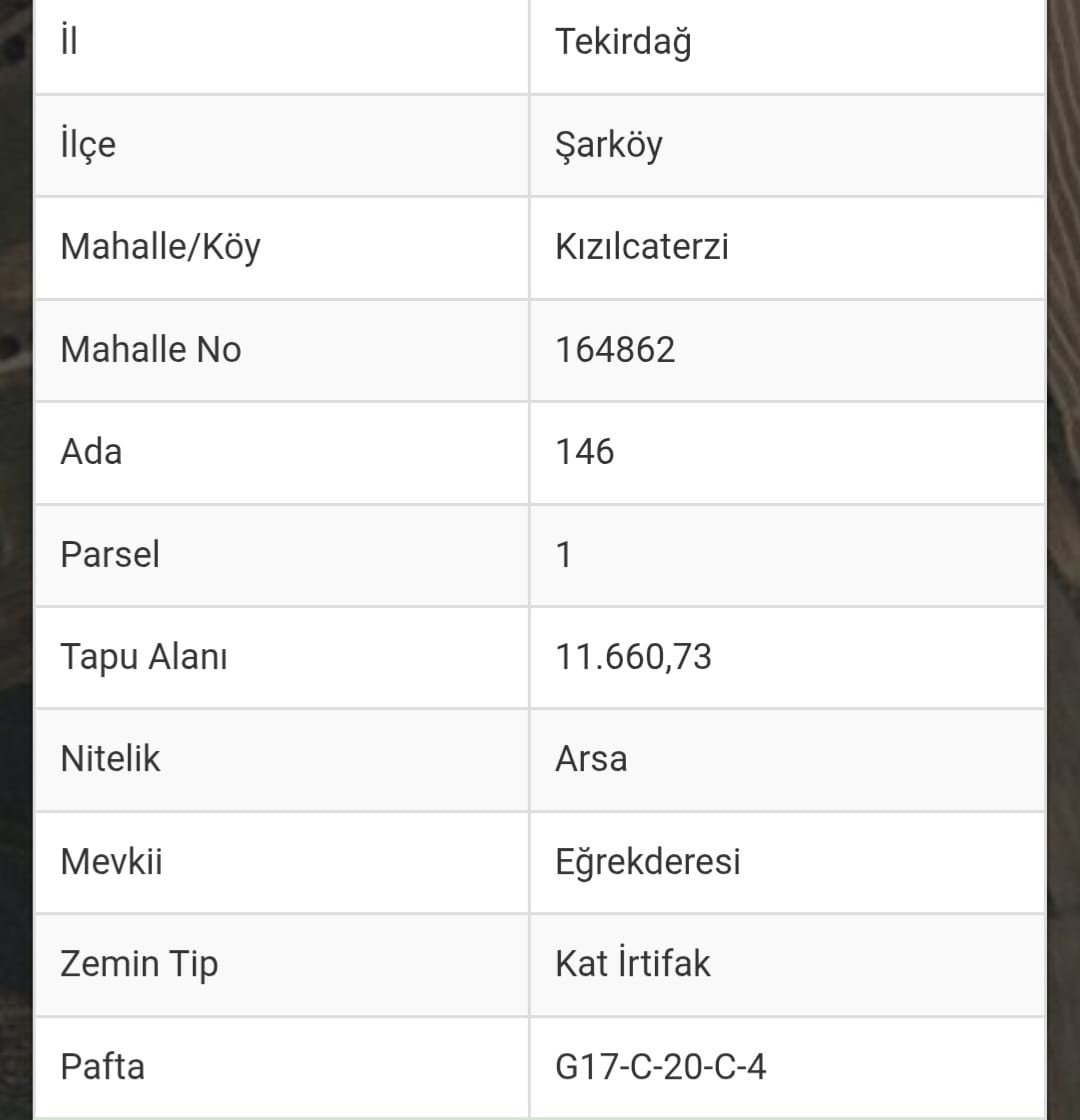 TEKIRDAĞ ŞARKÖY KIZILCATERZİ'DE  IMARLI ARSA..