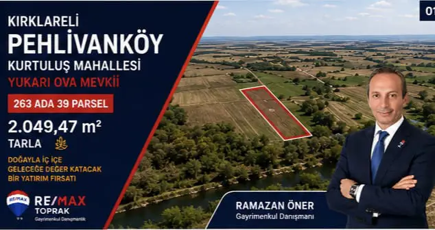 PEHLİVANKÖY KURTULUŞTA 2,049 MT YATIRIMLIK TARLA