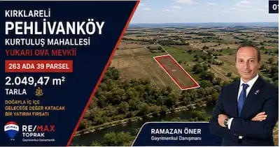 PEHLİVANKÖY KURTULUŞTA 2,049 MT YATIRIMLIK TARLA