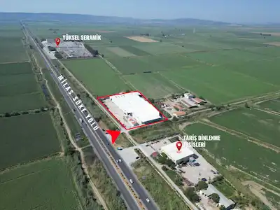 SÖKE SARIKEMER MİLAS YOLU 27.KM'DE 10.283M2 ÜZERINDE - 7400 M2 DEPO VE İDARİ BİNASI