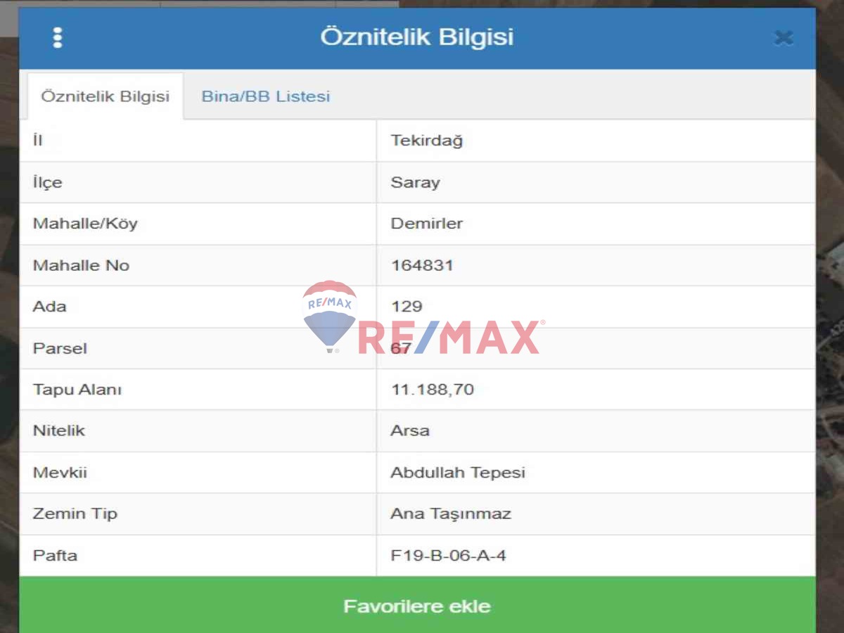 TEKİRDAĞ SARAY DEMİRLER KÖYÜ SATILIK ARSA