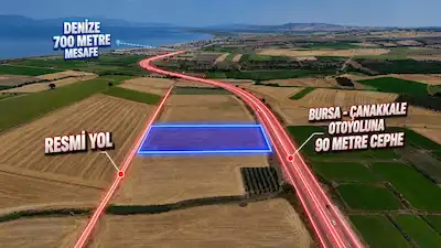 BİGA GÜVEMALAN'DA BURSA-ÇANAKKALE OTOYOLUNA CEPHE 10.908 M² SATILIK ARAZİ