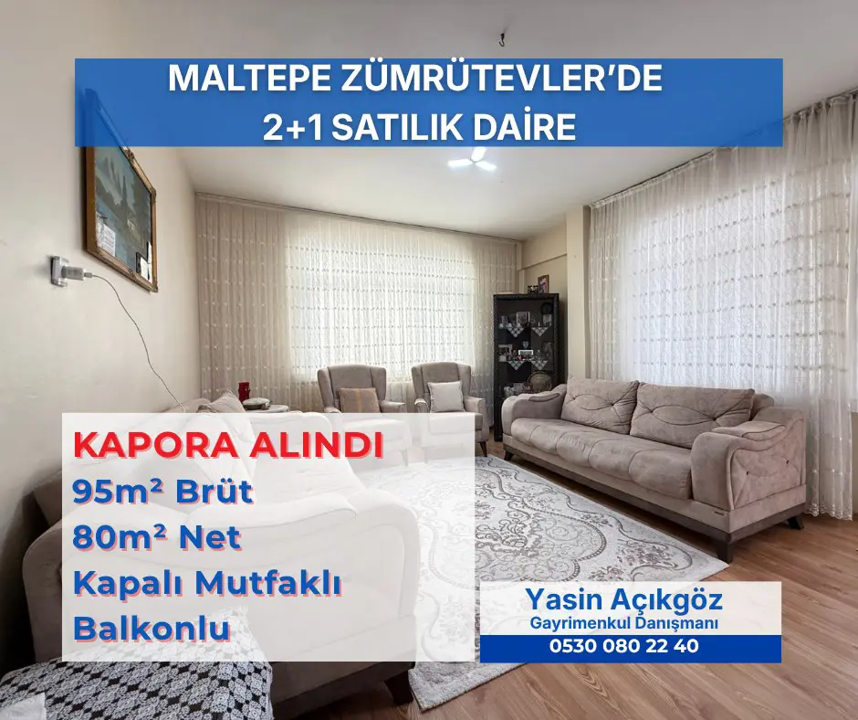 MALTEPE TÜLIN CADDESI'NDE SATILIK 2+1 ARA KAT 95M² DAIRE