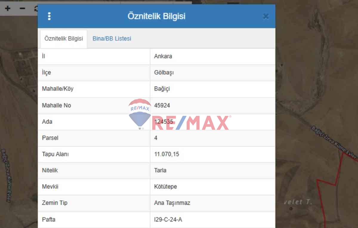 GÖLBAŞI BAĞİÇİ MAHALLESİNDE TEK TAPU 11.070 METRE KARE TARLA