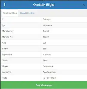SAKARYA KAYNARCA TURNALI’DA KONUT İMARLI ARSA | 996 ADA 359 PARSEL