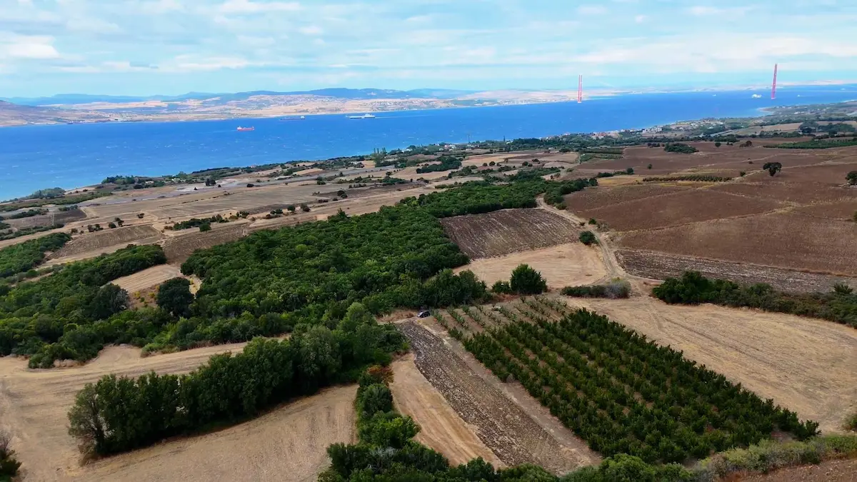 ÇANAKKALE KÖPRÜSÜ VE DENIZ MANZARALI, YÜKSEK YATIRIM POTANSIYELLI FIRSAT TARLA