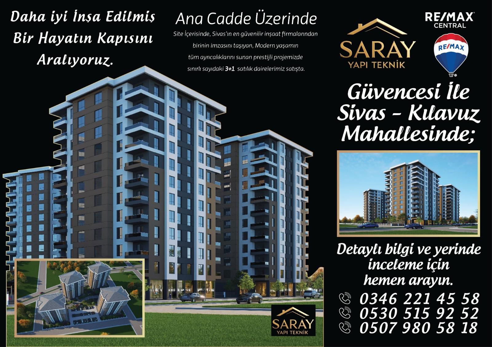 REMAX CENTRAL ' KILAVUZDA SITE İÇINDE LANSMAN FIYAT 3+1 3. ETAP
