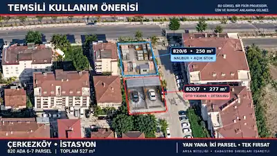 ÇERKEZKÖY İSTASYON’DA TOPLAM 527 M² ÜST KULLANIM İÇİN KİRALIK ARSA
