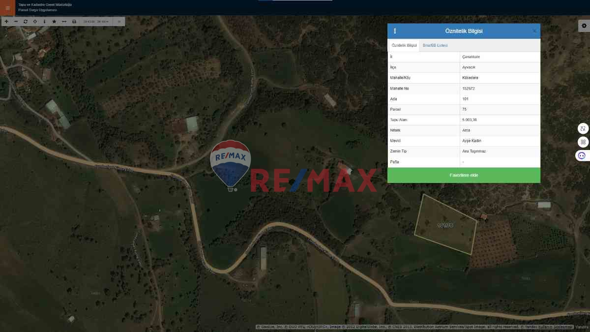 ÇANAKKALE AYVACIK KÖSEDERE SATILIK 5003 M2 ARSA