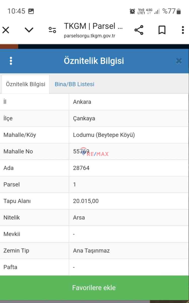 ÇANKAYA,BEYTEPE KÖYÜ, LODUMU , 101 M2 HİSSELİ ARSA