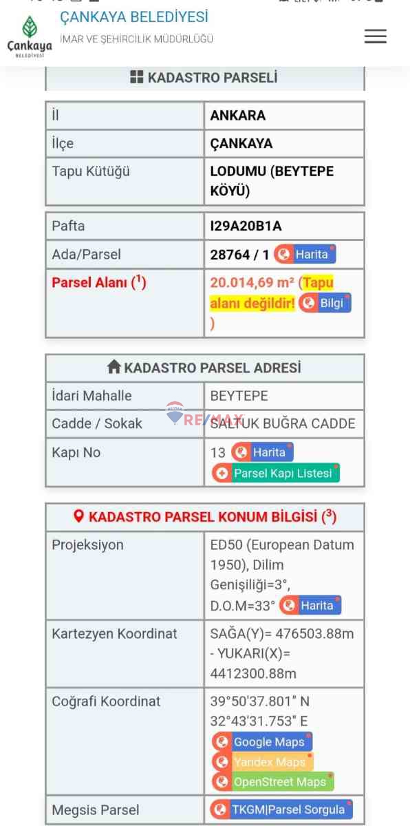 ÇANKAYA,BEYTEPE KÖYÜ, LODUMU , 101 M2 HİSSELİ ARSA