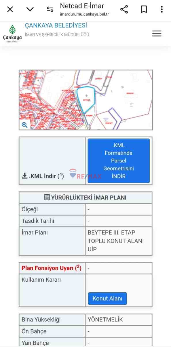 ÇANKAYA,BEYTEPE KÖYÜ, LODUMU , 101 M2 HİSSELİ ARSA
