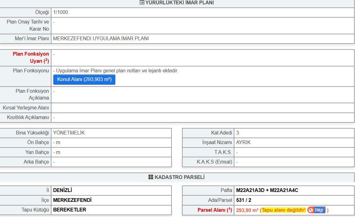 REMAX MODEL'DEN BEREKETLER'DE 294M² SATILIK FIRSAT PARSELI