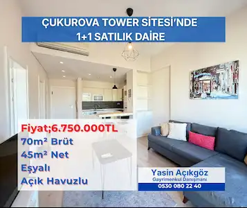 KARTAL ÇUKUROVA TOWER FULL EŞYALI SATILIK 1+1 HAVUZLU, OTOPARKLI