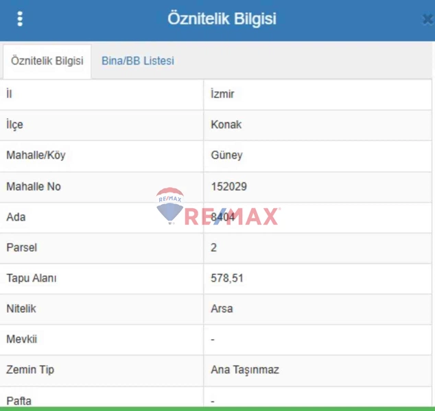 KONAK GAZILER CADDESI 8404 ADA 2 - 3 PARSEL SATILIK ARSA 587M²