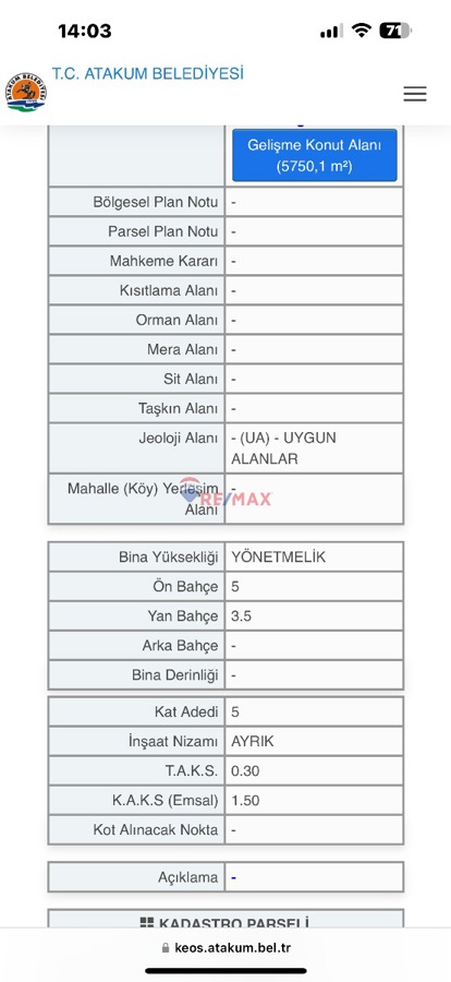 REMAX/KUZEY ŞAHİN'DEN DENİZ MANZARALI ARSA