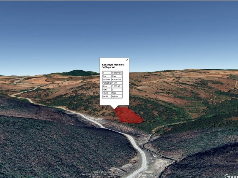 ÇANAKKALE ÇAN'DA 5066 M2 SATILIK TARLA 