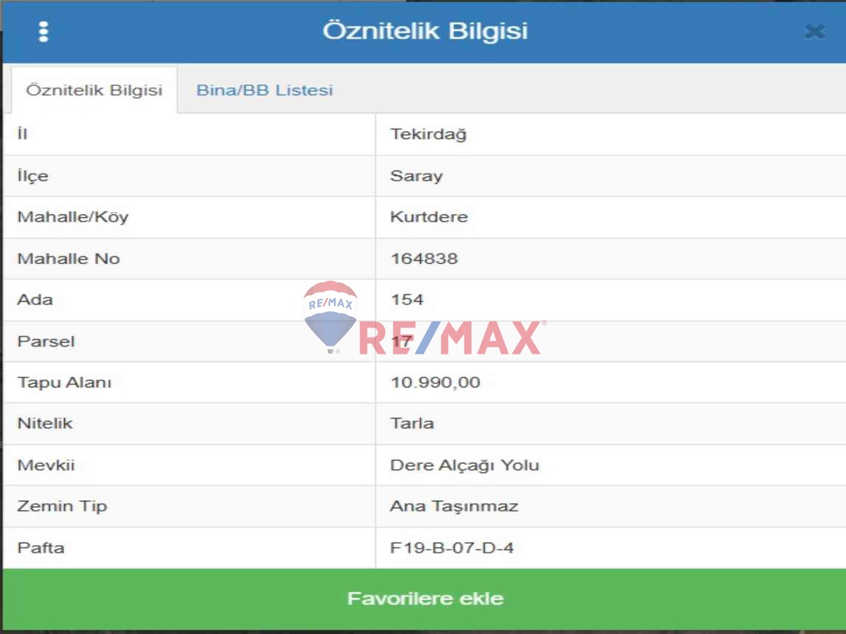 TEKİRDAĞ SARAY KURTDERE KÖYÜ SATILIK TARLA