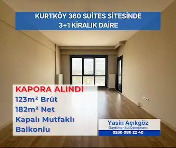 İÇ CEPHE HAVUZ MANZARALI KURTKÖY 360 SUITES 3+1 KIRALIK DAIRE