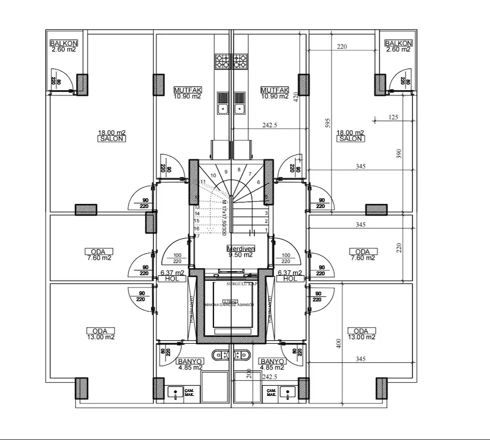 ATALAR MAHALLESİ YASEMİN SOKAKTA SATILIK 2+1 DAİRE