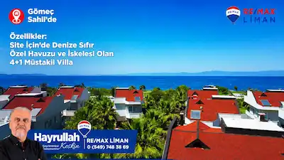 GÖMEÇ SAHİLİNDE SİTE İÇİNDE MÜSTAKİL HAVUZU VE İSKELESİ OLAN 4+1 SATILIK VİLLA
