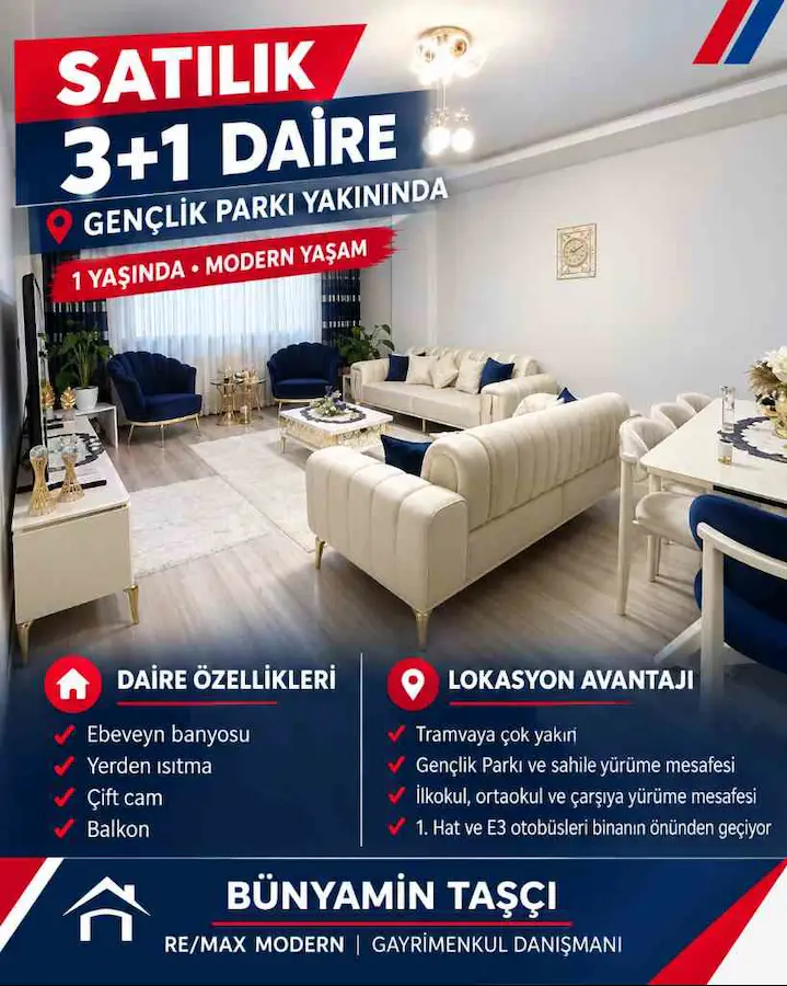 İLK ADIM GENÇLİK PARKİ HARİKA LOKOSYON SATILIK 3+1