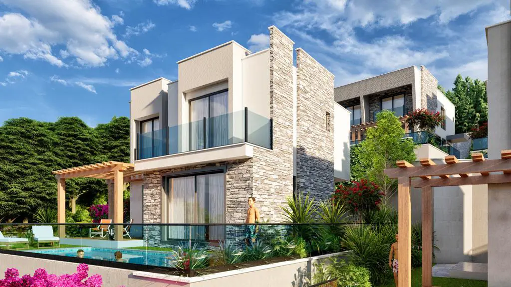 BODRUM GÜLLÜK YAŞAM KONAKLARI SİTESİNDE SATILIK İKİZ VİLLA