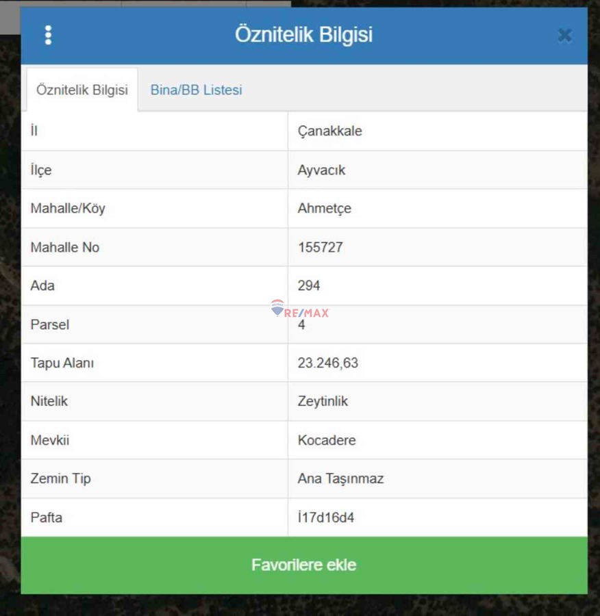 ÇANAKKALE AYVACIK AHMETÇE KÖYÜ SATILIK TEK TAPU  ZEYTINLIK