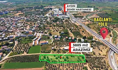 AYDIN KUYULUDA İMAR SINIRINDA GELECEĞİ OLAN SATILIK 3885M2 ARAZİ