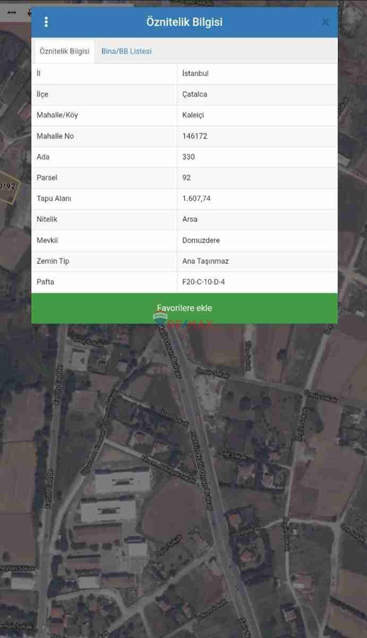 ÇATALCA KALEİCİ'NDE SATILIK 1608M2 ARSA