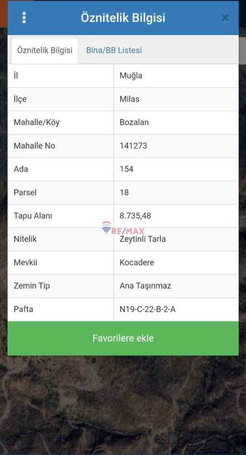 MUĞLA MILAS BOZALAN'DA SATILIK ZEYTINLI TARLA