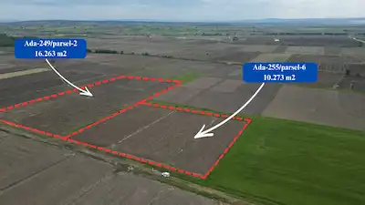 ÇANAKKALE BİGA GERLENGEÇ KÖYÜNDE SATILIK BİTİŞİK PARSEL 2 ADET 26536 M2 TARLA
