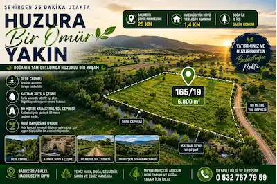 REMAX MİD BALYA HACIHÜSEYİN KÖYDE 6800 M² SATILIK TARLA