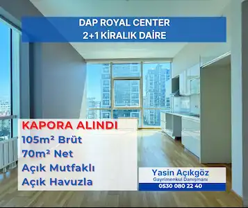 MALTEPE DAP ROYAL CENTER'DA KIRALIK 2+1 HAVUZ CEPHE 105M² DAIRE