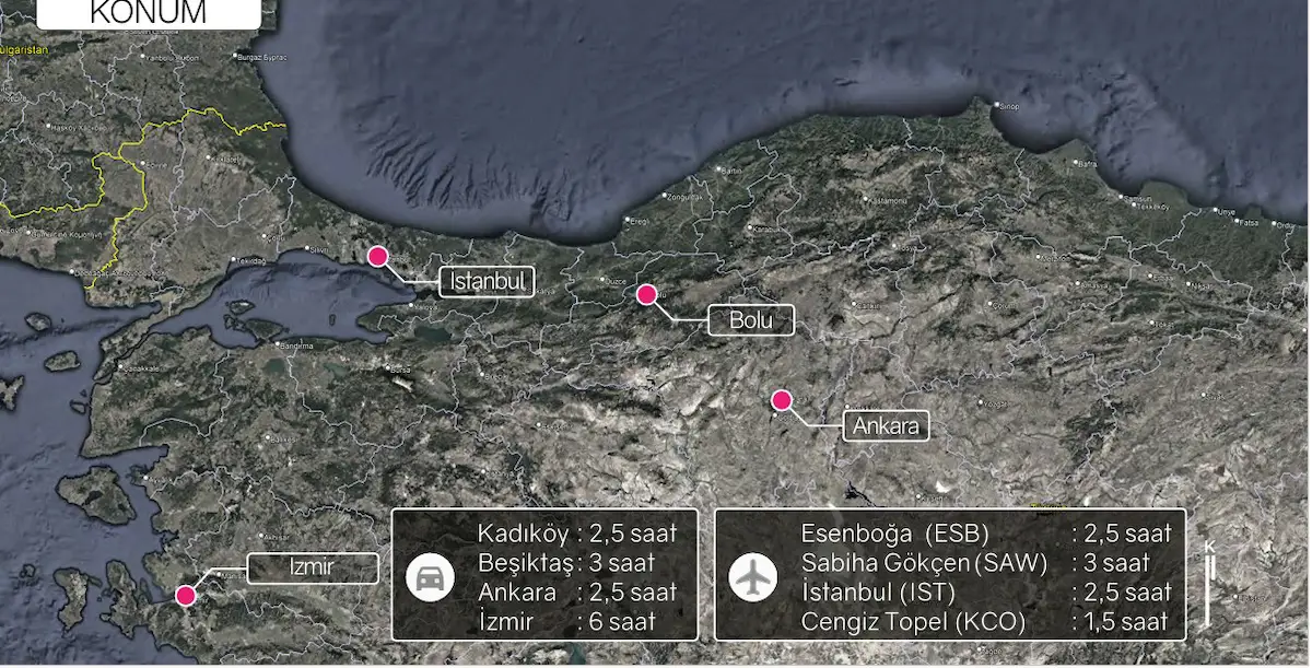 BOLU ABANT YOLU ÜZERİNDE 16.394 M² TURİZM VE TİCARİ İMARLI YATIRIM ARAZİSİ