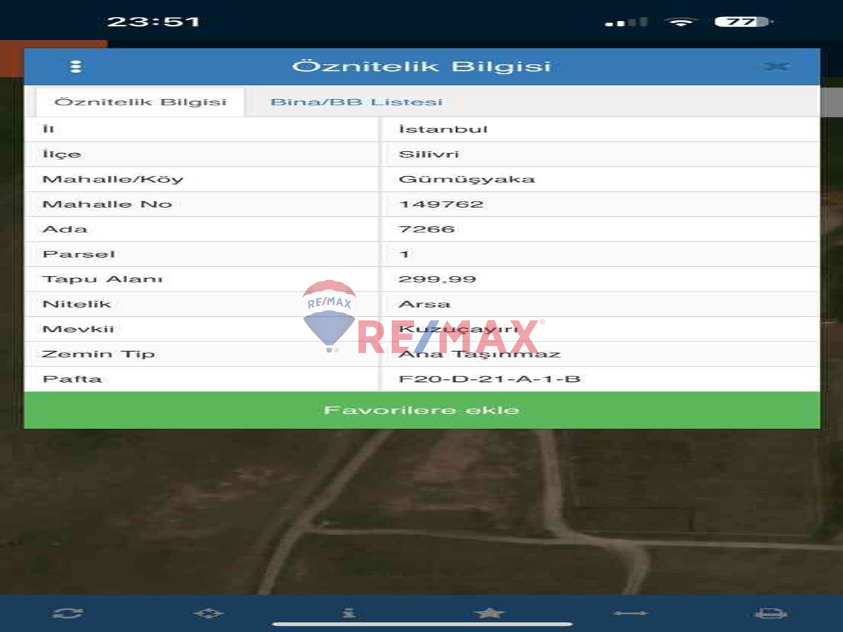 1225003725 RE/MAX SPACE'DEN İSTANBUL SİLİVRİ'DE 300 M2 VİLLA ARSASI