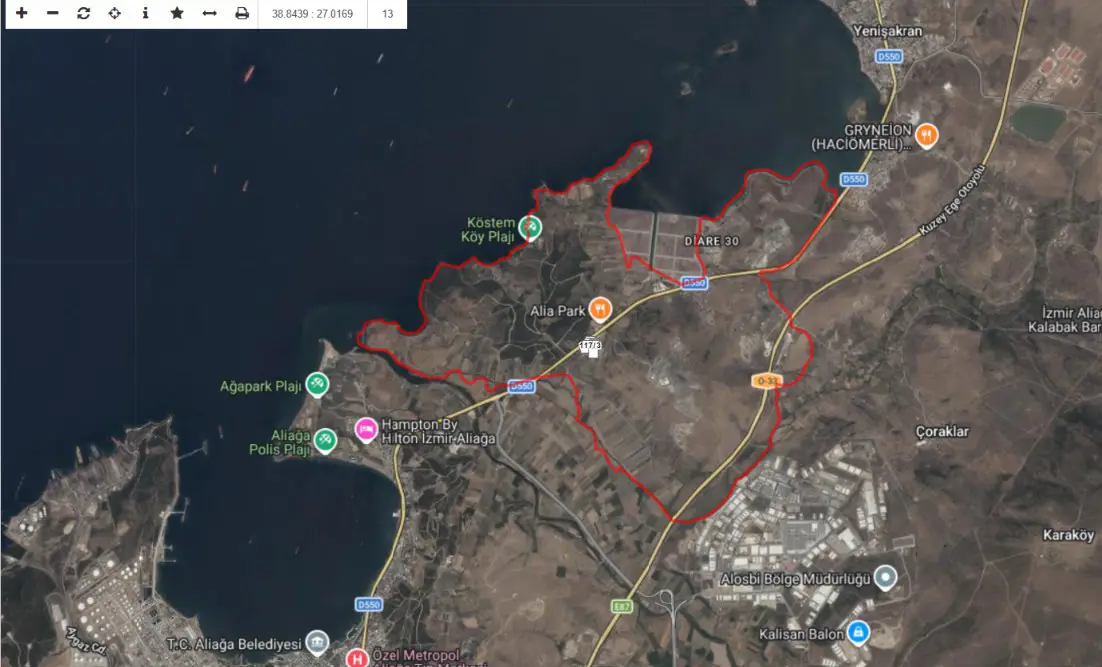 ALİAĞA ÇALTILIDERE'DE SATILIK 13.714 M² KDKÇA TİCARİ İMARLI ARSA 