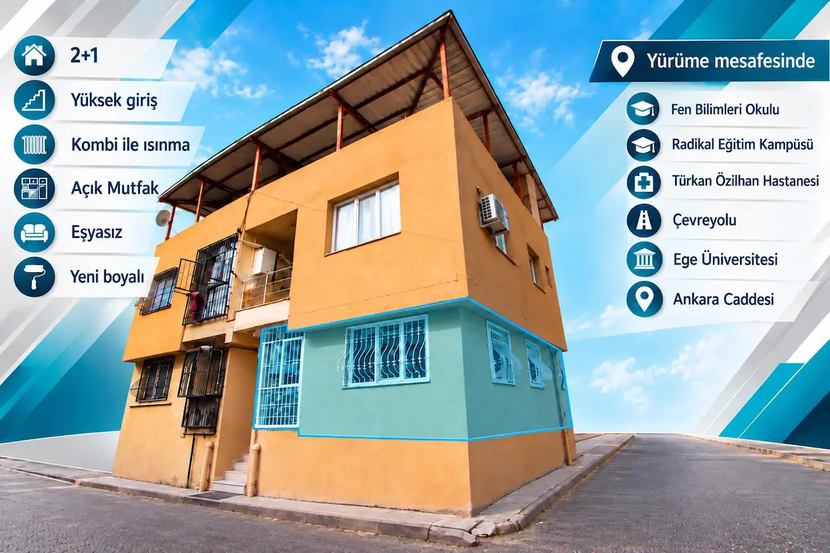 EVKA 3'TE EĞİTİM KURUMLARI VE EGE ÜNİVERSİTESİ YAKINI, TEMİZ 2+1 DAİRE