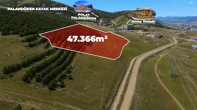 PALANDÖKEN'DE OTELLERİN YANINDA 47.366 M2 TURİZM PLANI İÇİNDE