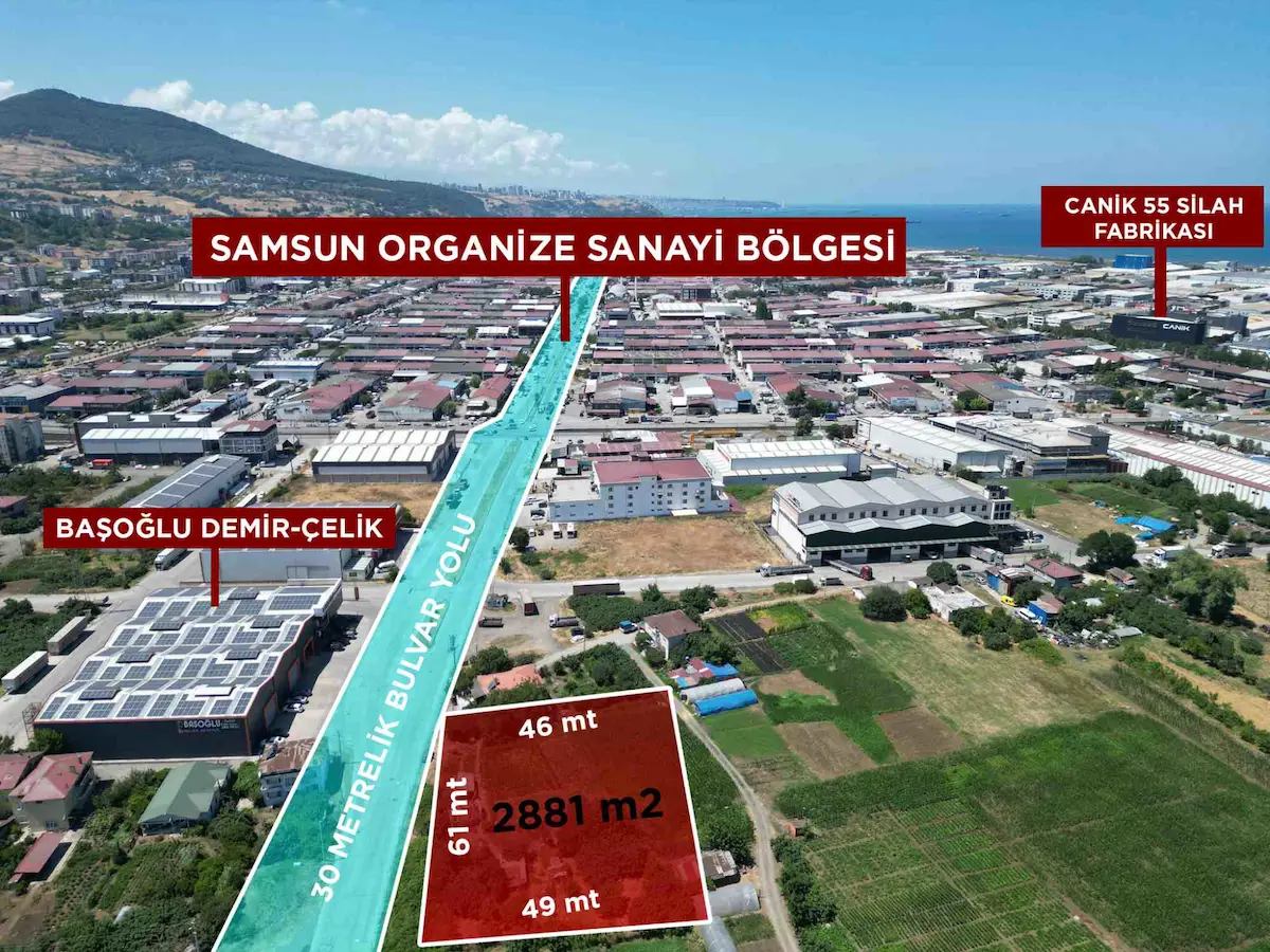  TEKKEKÖY ORGANİZE SANAYİ'DE BULVARA CEPHE SATILIK TİCARİ ARSA
