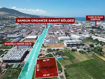 TEKKEKÖY ORGANİZE SANAYİ'DE BULVARA CEPHE SATILIK TİCARİ ARSA