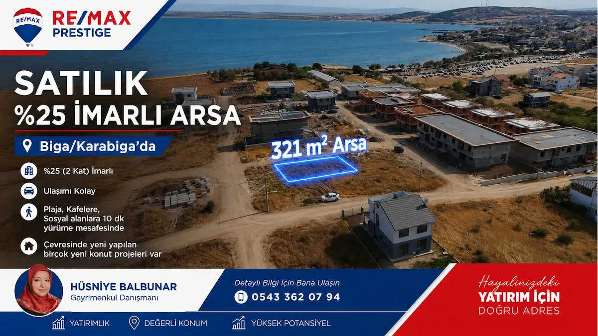 KARABİGA ZEYTİNLİK MAH. / KALELER MEVKİİNDE DENİZE YÜRÜME MESAFESİNDE SATILIK ARSA