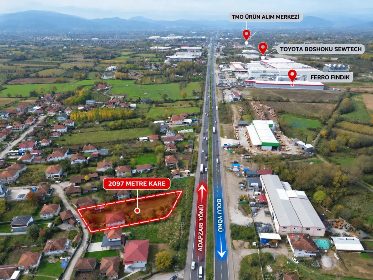 DÜZCE MERKEZ İHSANİYE'DE 2.097 M² | TİCARET + TURİZM + KONUT İMARLI