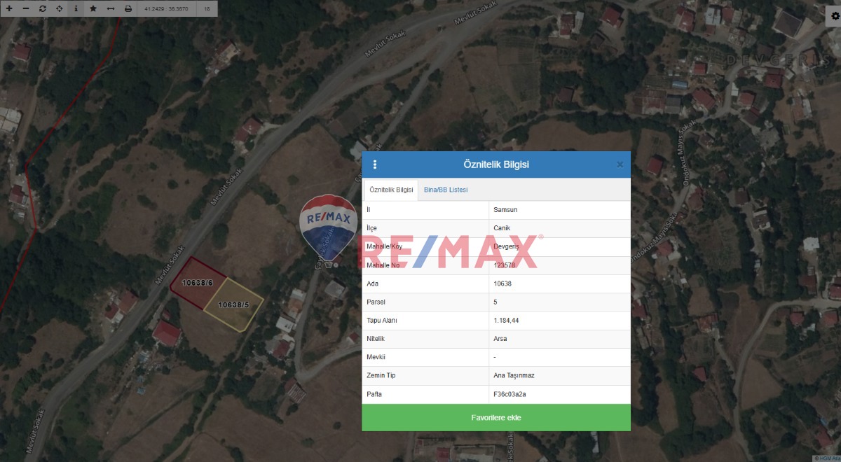 REMAX KUZEY’DEN CANİK DEVGERİŞ’TE DENİZ MANZARALI SATILIK ARSA