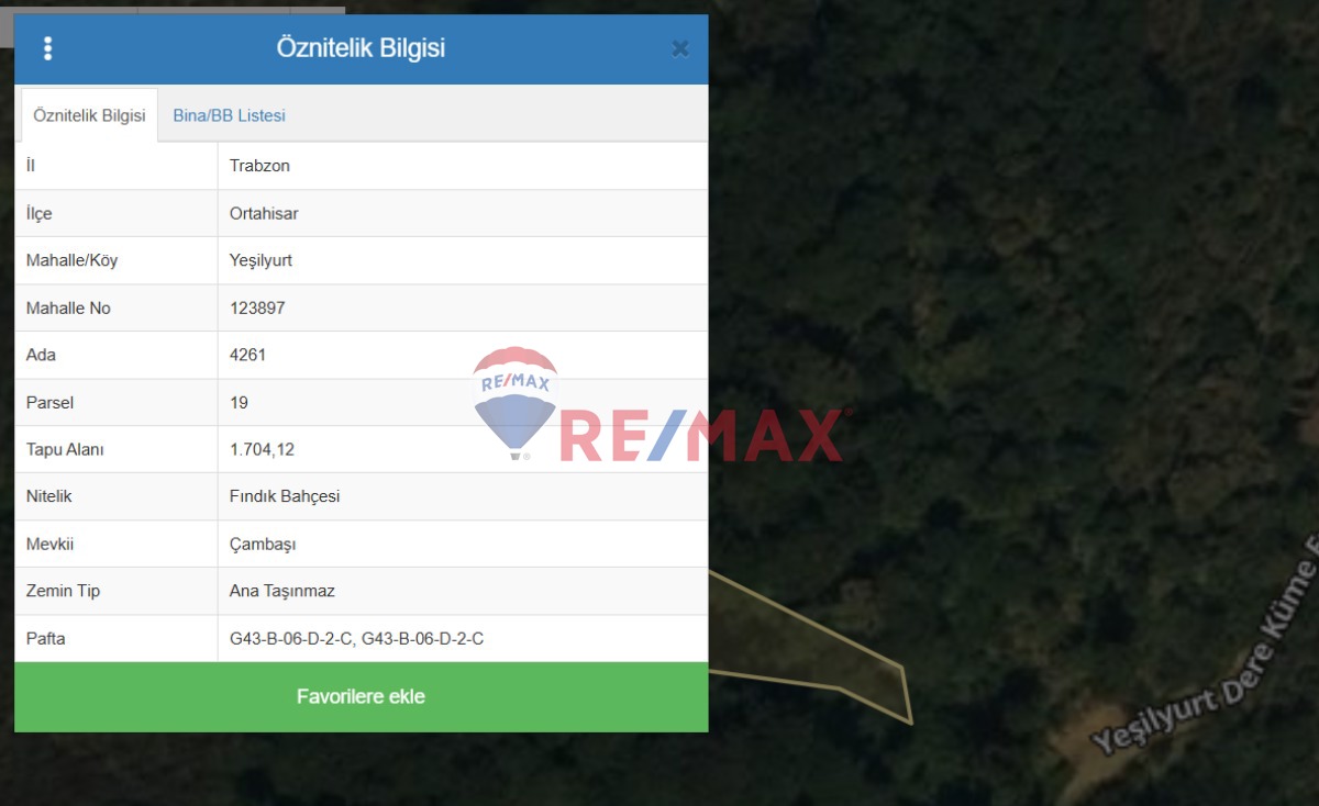 YEŞİLYURT MAHALLESINDE UYGUN FİYATA 1704 M2 ACİL SATILIK